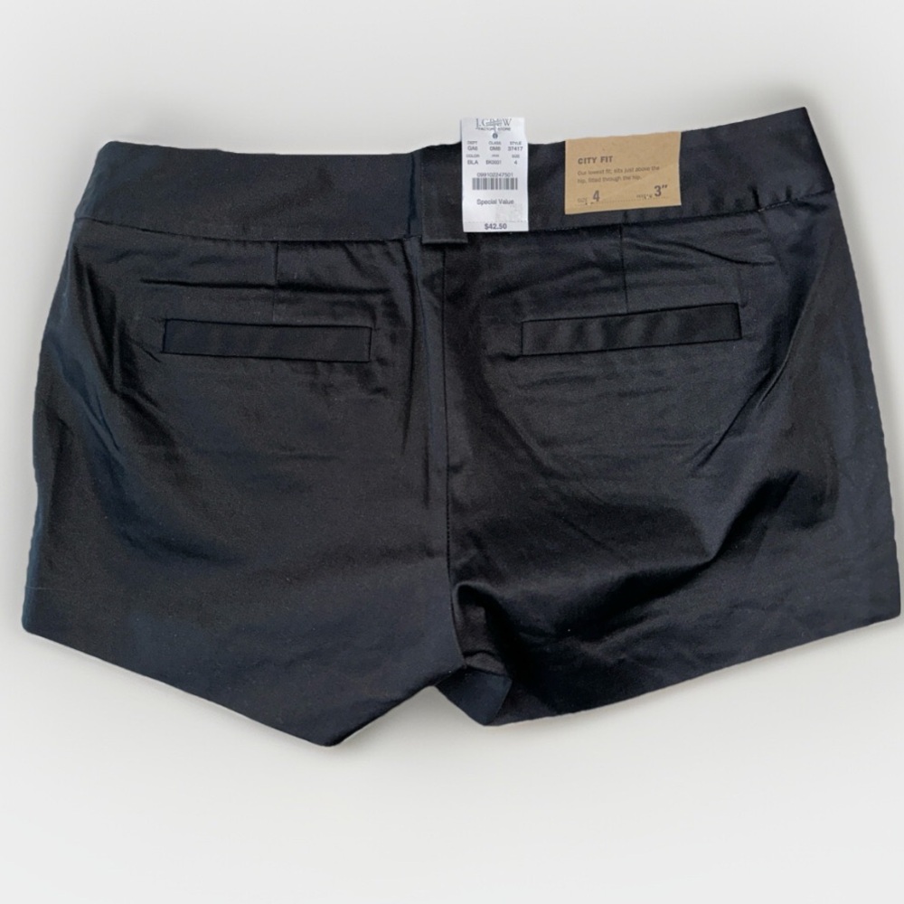 NWT J. Crew Dressy Shorts Women Sz 4 Black City Fit 3" Inseam Side Zip Sits Low‎